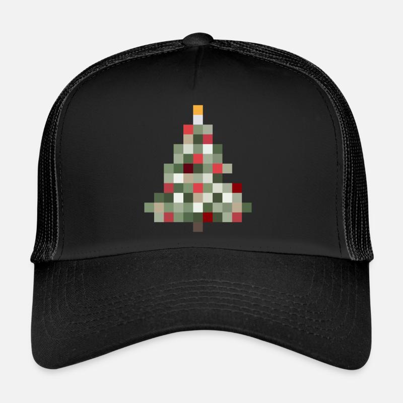 8-Bit Retro Tannenbaum Xmas - Trucker Cap - Schwarz/Schwarz