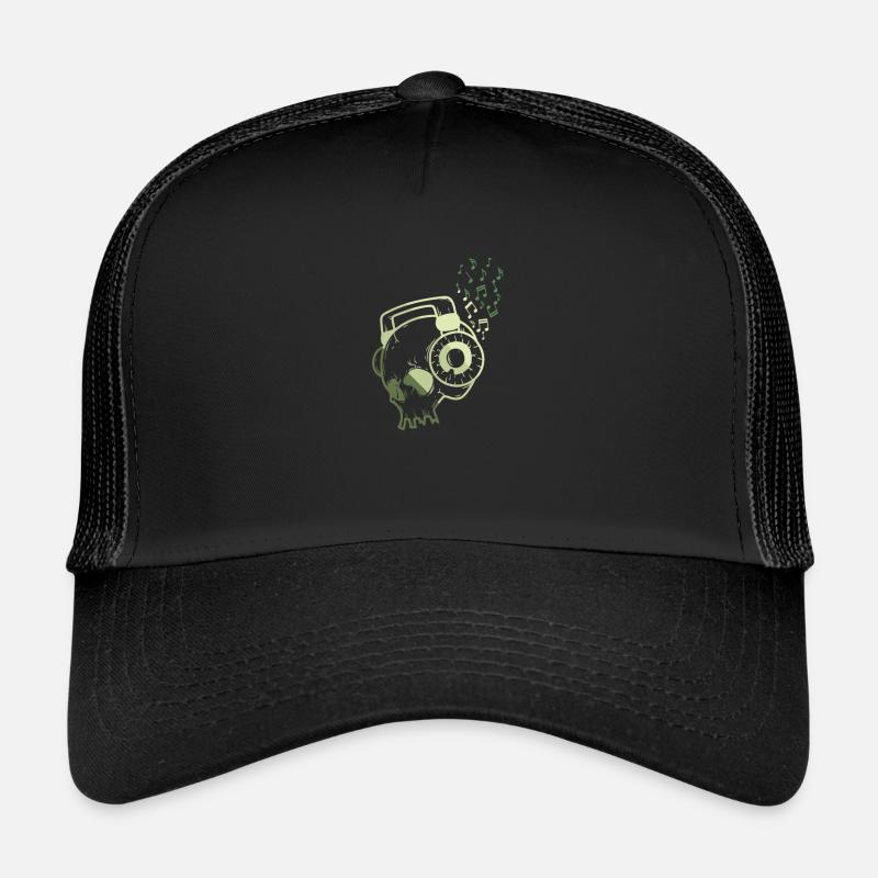 Kopf mit Kopfhörer Musik Trucker Cap