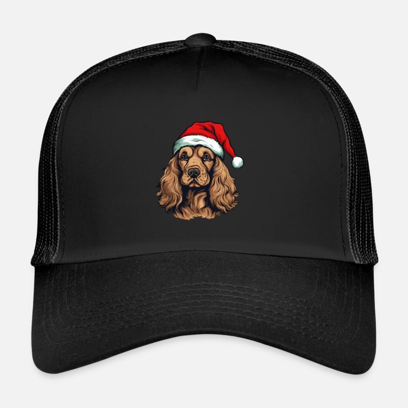 Cocker Spaniel Dog Christmas Head Trucker Cap