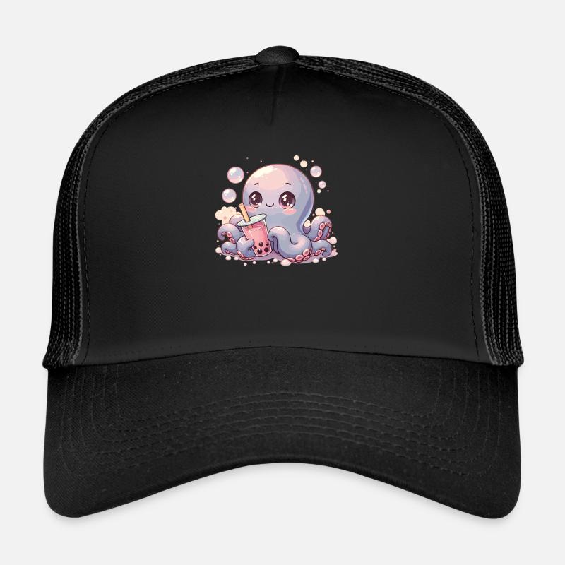 Poulpe à boire Bubble Tea kawaii Boba Octopus Casquette trucker 