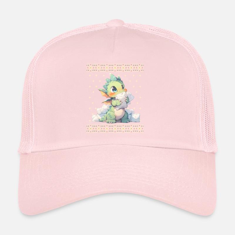 Dragon kawaii dans le style pull de Noël moche Casquette trucker 