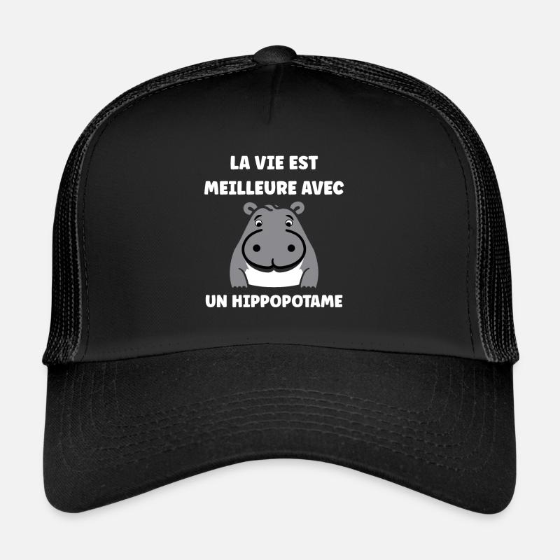 amour petit hippopotame - Casquette trucker  - noir/noir