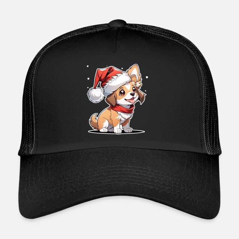 Dog with Christmas Hat Trucker Cap