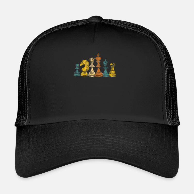 Chess Player Silhouette Retro Vintage Strategic Trucker Cap