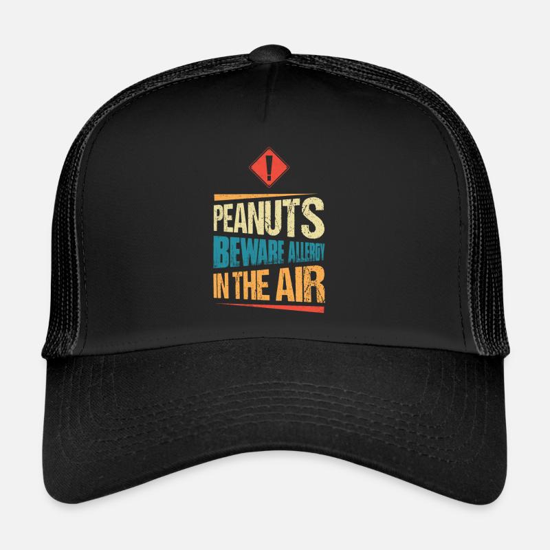 Peanuts Beware Allergy in The Air Awareness Nut Al - Trucker Cap - Schwarz/Schwarz
