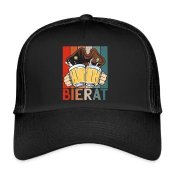 Piraten Kostüm Bier Pirat Bierat Saufen Retro Fun - Trucker Cap - Schwarz/Schwarz - Vorne