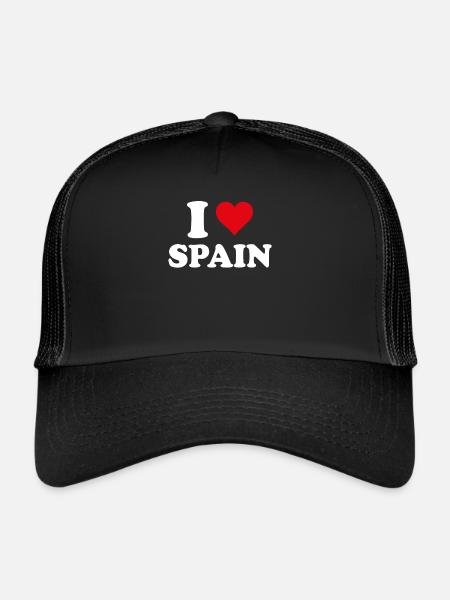 I Love Spain Heart Spanish Gift Spanish - Trucker Cap - black/black - Front