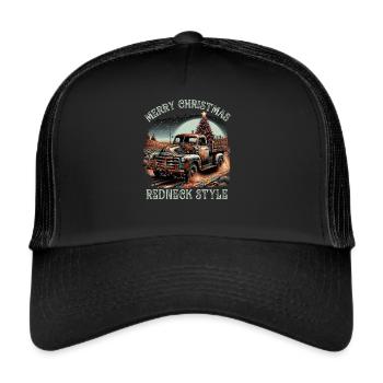Joyeux Noël Redneck Style - Camionnette - Casquette trucker  - noir/noir - Devant