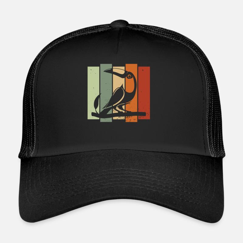 Tukan Retro Vogelbeobachtung Vogelbeobachter - Trucker Cap - Schwarz/Schwarz