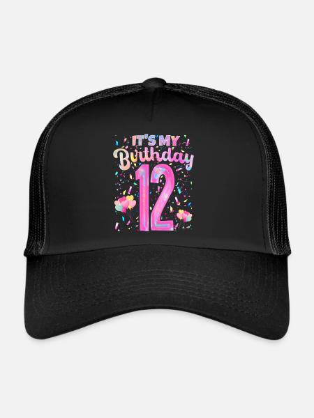 Mon cadeau de fille de 12 ans pour 12 ans - Casquette trucker  - noir/noir - Devant