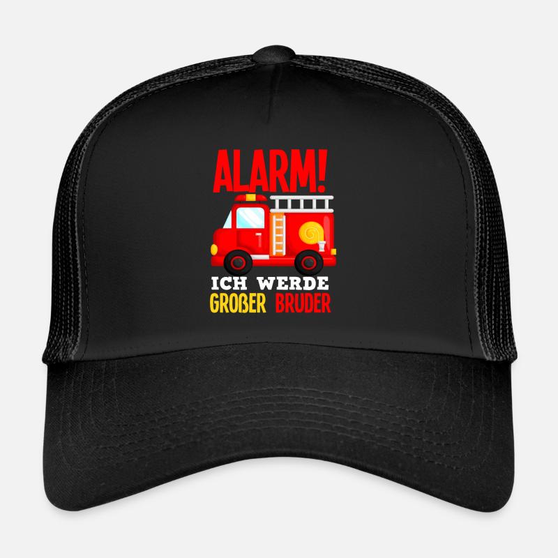 Alarm Ich Werde Großer Bruder Feuerwehr Sohn - Trucker Cap - Schwarz/Schwarz