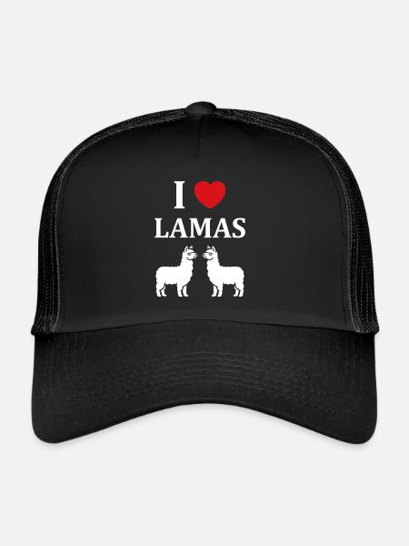 Humour mignon petit lama - Casquette trucker  - noir/noir - Devant