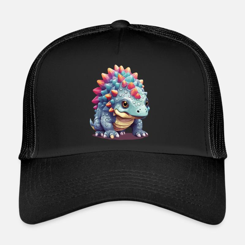 Cute Pastel Ankylosaurus Dino Comic Trucker Cap