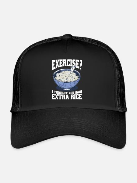 Exercice, je pensais qu’ils disaient que le riz supplémentaire était drôle - Casquette trucker  - noir/noir - Devant