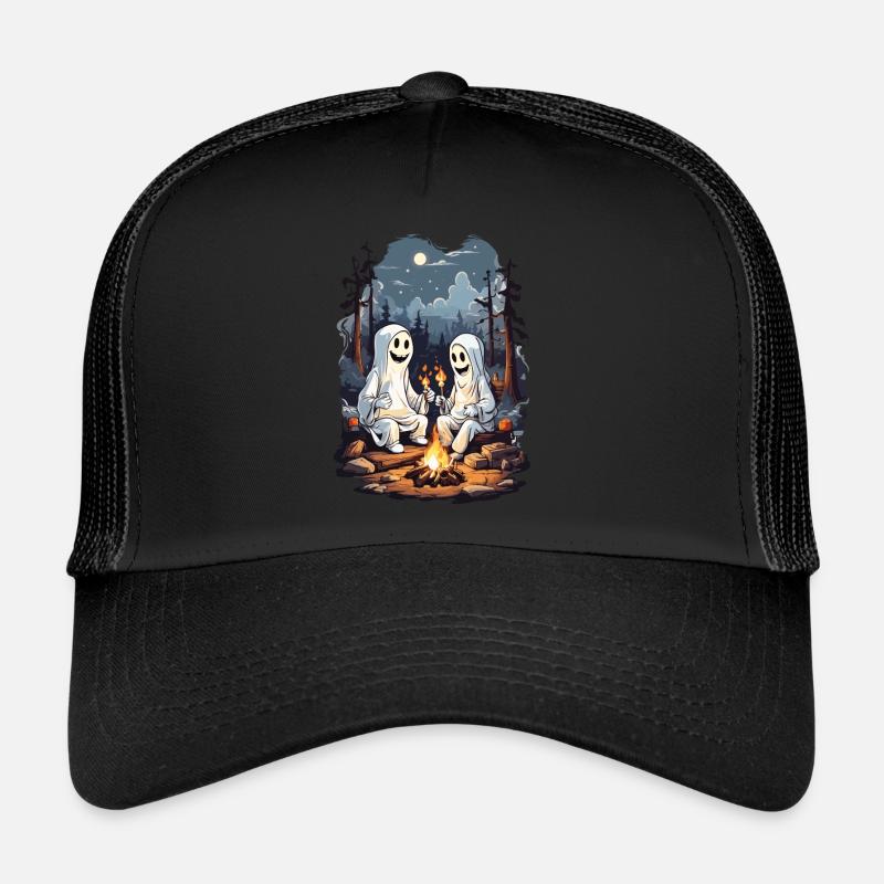 Fantômes faisant des grillades à Halloween au feu de camp Casquette trucker 