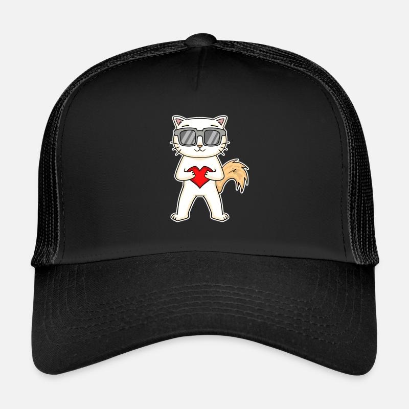 Chat avec coeur et lunettes - Angora turc Casquette trucker 