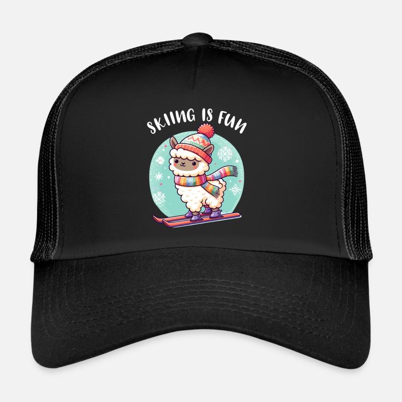 Lama mignon avec bonnet tricoté skis drôle Casquette trucker 
