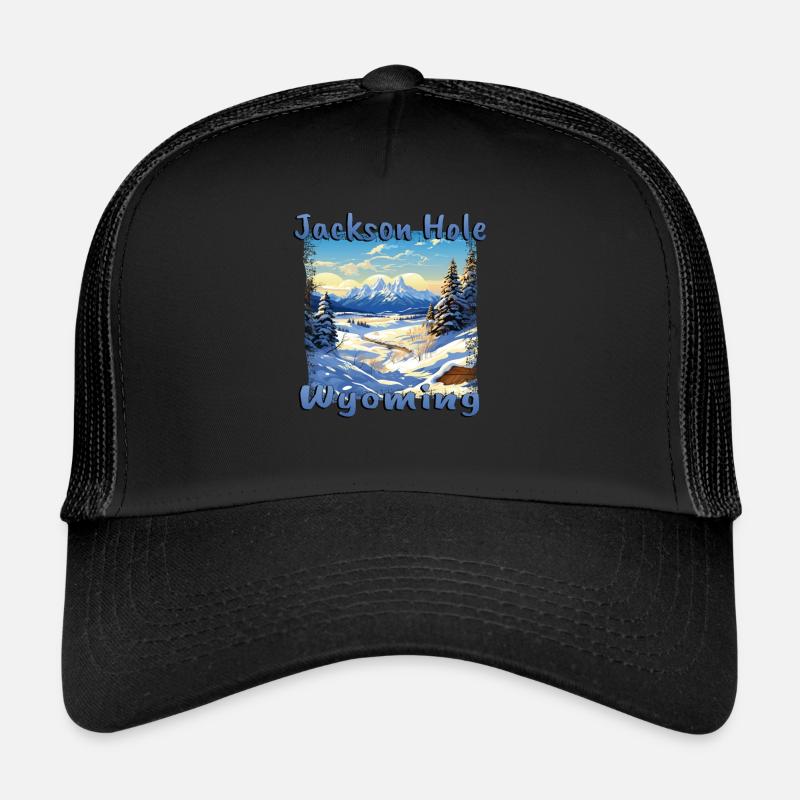 Jackson Hole Wyoming Ski Resort Ski Vacation - Trucker Cap - black/black