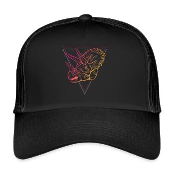 Geometrischer Triceratops Kunst Deko Stil - Trucker Cap - Schwarz/Schwarz - Vorne
