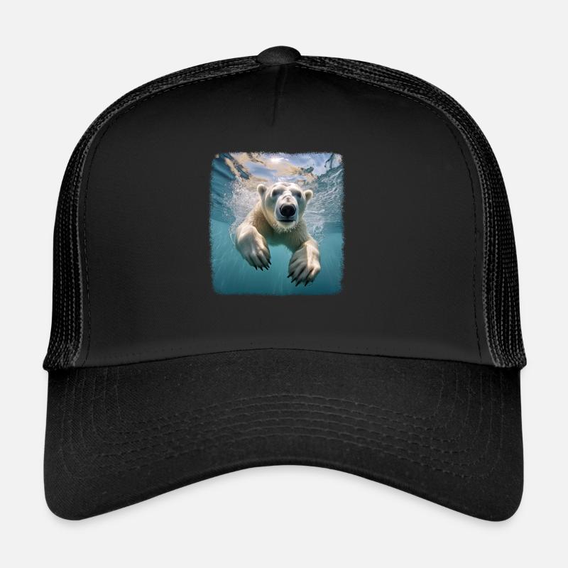 Eisbären realistic Eisbär - Trucker Cap - Schwarz/Schwarz