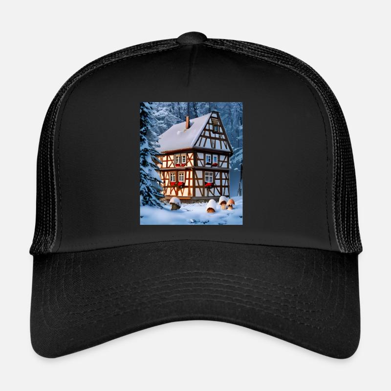 Alsace half-timbered snow house Trucker Cap