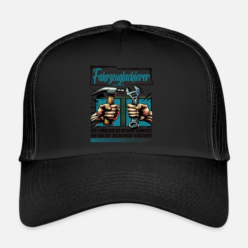 Fahrzeuglackierer Beruf mit lustigen Spruch - Trucker Cap - Schwarz/Schwarz