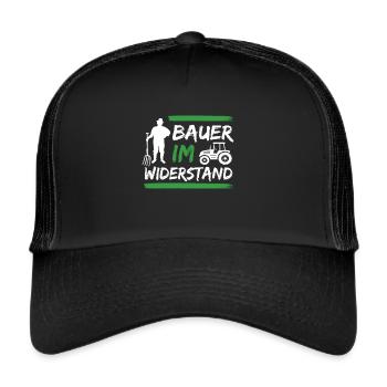 Bauern und Landwirte Demo Protest - Trucker Cap - Schwarz/Schwarz - Vorne