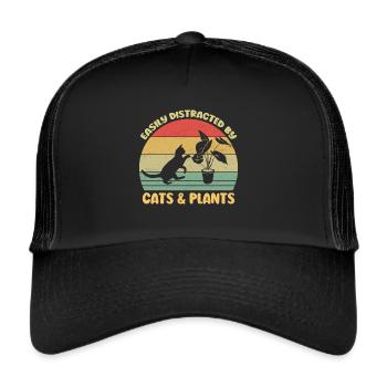 Chats Plantes Plantes De Jardin Amoureux Des Plantes - Casquette trucker  - noir/noir - Devant