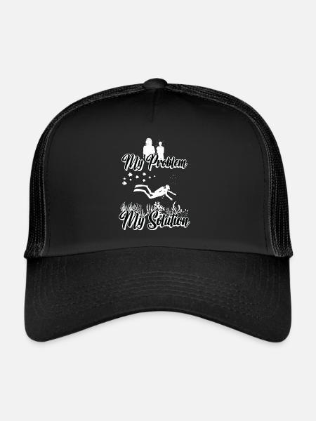 Biologiste marin Mon problème Mon pictogramme Maman Papa - Casquette trucker  - noir/noir - Devant