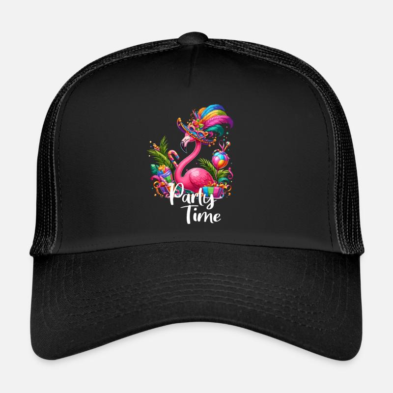 Flamingo célèbre le week-end de fête Vacances de carnaval Casquette trucker 