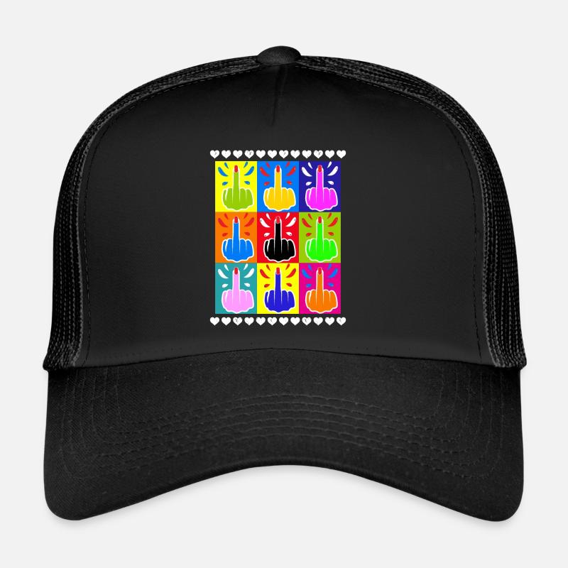 Doigt d’honneur Pop couleur Tie Dye Cool - Casquette trucker  - noir/noir