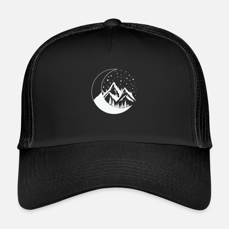 Montagnes et lune Ciel nocturne Orbe Casquette trucker 