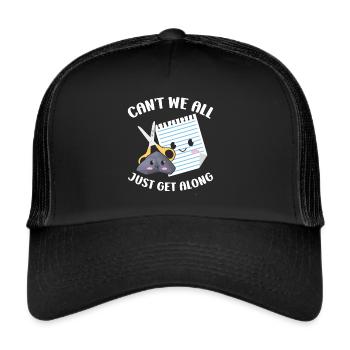 Ciseaux Papier Pierre Drôle Groupe Kawaii - Casquette trucker  - noir/noir - Devant