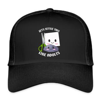 Ciseaux Papier Pierre Drôle Groupe Kawaii - Casquette trucker  - noir/noir - Devant