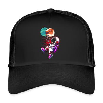 Astronaut Holding Planet Balloons Solar System - Trucker Cap - black/black - Front