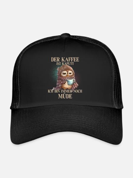 Eule Kaffee - Trucker Cap - Schwarz/Schwarz