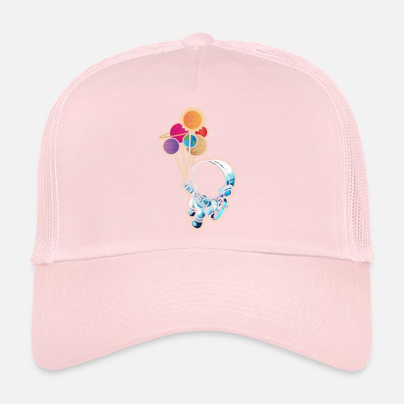 Astronaut Holding Planet Balloons Solar System Trucker Cap