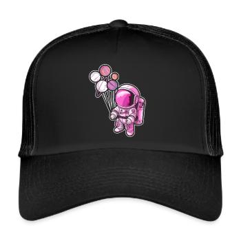 Astronaut Holding Planet Balloons Solar System - Trucker Cap - black/black - Front