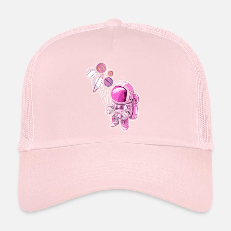 Astronaut Holding Planet Balloons Solar System Trucker Cap