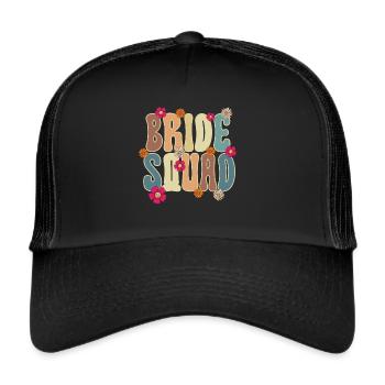 Groovy Bridal Wedding Party Bridal Flower Flowers - Trucker Cap - black/black - Front