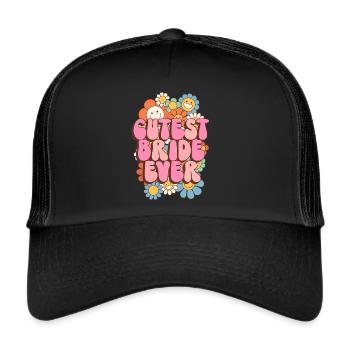 Groovy Bridal Wedding Party Bridal Flower Flowers - Trucker Cap - black/black - Front