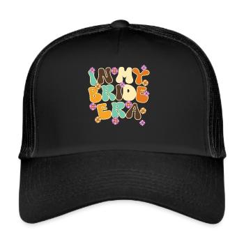 Groovy Bridal Wedding Party Bridal Flower Flowers - Trucker Cap - black/black - Front