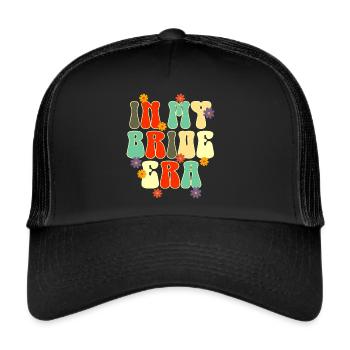 Groovy Bridal Wedding Party Bridal Flower Flowers - Trucker Cap - black/black - Front