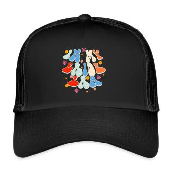 Groovy Bridal Wedding Party Bridal Flower Flowers - Trucker Cap - black/black - Front