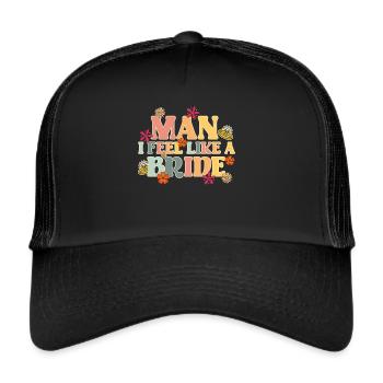 Groovy Bridal Wedding Party Bridal Flower Flowers - Trucker Cap - black/black - Front