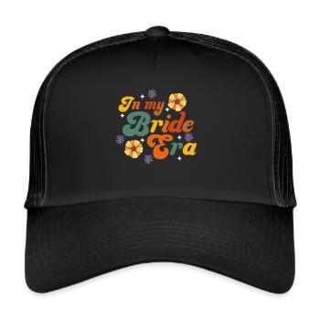Groovy Bridal Wedding Party Bridal Flower Flowers - Trucker Cap - black/black - Front