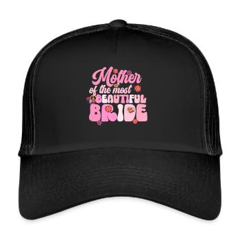 Groovy Bridal Wedding Party Bridal Flower Flowers - Trucker Cap - black/black - Front