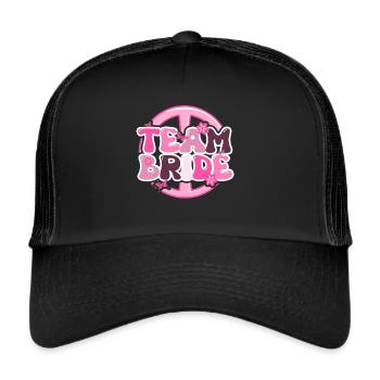 Groovy Bridal Wedding Party Bridal Flower Flowers - Trucker Cap - black/black - Front