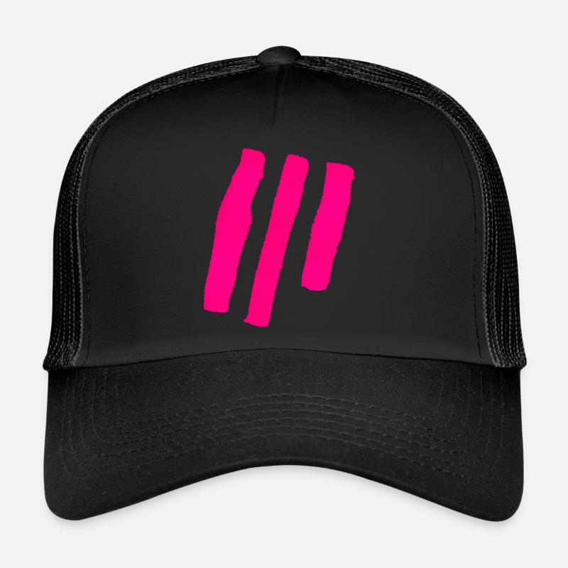 Streifen - Pink - Trucker Cap - Schwarz/Schwarz