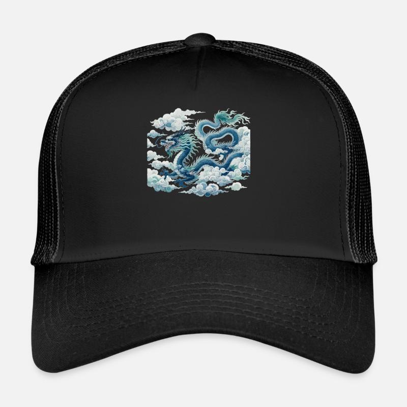 Drache Chinesische Kunst - Trucker Cap - Schwarz/Schwarz